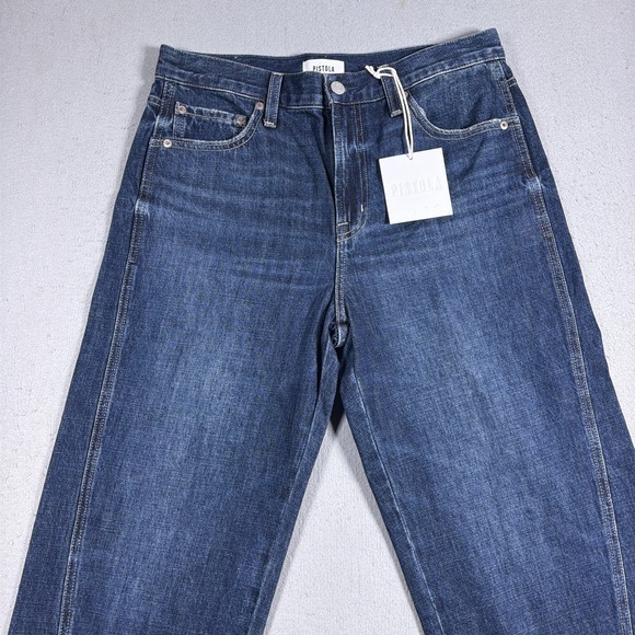 Pistola Kacey Jeans Womens 27 Blue Mid Rise Cuffed Relaxed Boyfriend Denim Pants - Picture 2 of 12